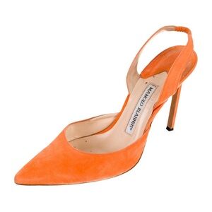 Orange Manolo Blahnik kitten heels